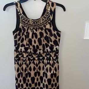 Sleeveless Crew Neck Animal Print Calvin Klein Dress